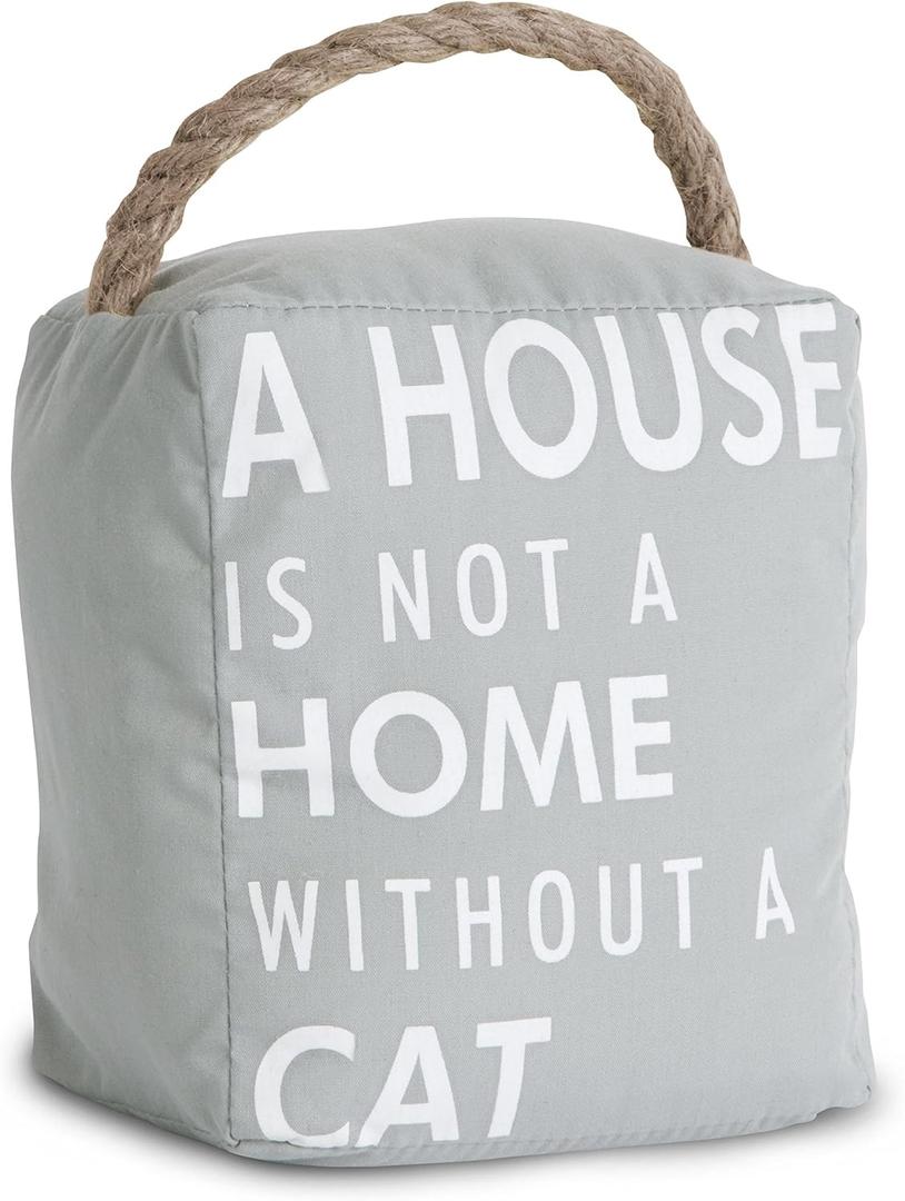 Pavilion Gift Company 72155 Cat Door Stopper, 5 by 6-Inch, Grey, White