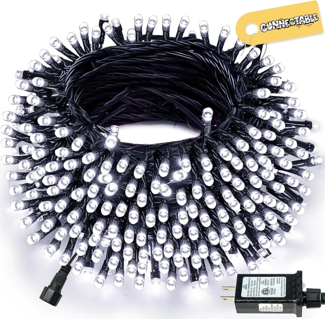 Connectable 240LED 88Ft 13Modes Christmas Lights Outdoor Indoor | Extendable Green Wire Christmas String Lights with Timer | Twinkle Fairy Light Plug in for Xmas Tree Garden Decor Party (Cool White)