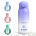 Portable Bottle Warmer for Travel, Dual Heating Modes for Breastmilk & Water Formula, Milk Warmer On The Go with Fast Heating & Long Battery Life, 5-Temp Control,12 Ounces Large Capacity