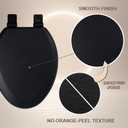 Toilet Seat, Slow Close, Soft Touch, Ultra-Smooth Matte Finish (No Orange-Peel Texture), Premium Moulded Wood, Quick Release, PIKLiDS (Black, Elongated)