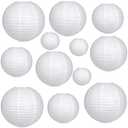 12Pcs White Paper Lanterns - Chinese Japanese Round Hanging Lamp for Wedding, Bridal, Outdoor, Garden, Home, Party Decorations (Size of 6", 8", 10", 12")