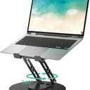 Laptop Stand for Desk Adjustable Computer Stand with 360 Rotating Base Ergonomic Laptop Riser Mount for Desk Foldable Protable Computer Desk Fits with MacBook Pro Air, Round Black