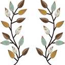 Zhengmy 2 Pieces Metal Tree Leaf Wall Decor Vine Olive Branch Leaf Wall Art Living Room, Hallway Wall Decor Outdoor Decoration(Bright Colors)