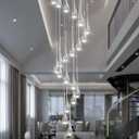 H138 Modern Chandelier for High Ceiling 26-Lights Chrome Raindrop Chandeliers Crystal Pendant Light Fixture Large Chandelier for Staircase Foyer Villa Dimmable LED Hanging Light