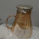 Glass Pitcher With Lid Amber Round Water Carafe with handle and Spout for Homemade Beverage, Juice,Hot Coffee, Iced Tea and Milk 62oz