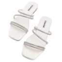 STUNAHOME Women's Rhinestone Thong Flat Sandals Open Toe Slide Sandals with Square Toe Bling Strap