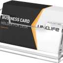 Uniclife Acrylic Business Card Holder for Desk 1 Slot Clear Business Card Display Stand for Men & Women Desktop Business Card Organizer Card Stand for Office Home Exhibition, 60 Card Capacity