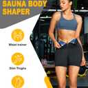 SCARBORO Sauna Sweat Shorts for Women Waist Trainer Leggings Workout Suit Compression Body Shaper Band (3X-Large, Black Blue-inner Zipper)