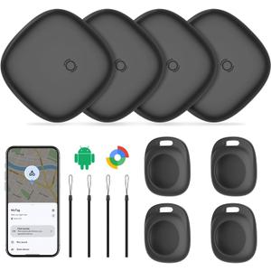 Android Air Tracker Smart Tags -4 Pack, Bluetooth Luggage Tracker Anti Lost Keys Finder/Item Locator with Holder Case Work with Google's Find Hub for Key, Backpack, Luggage, Wallet, Precise Position