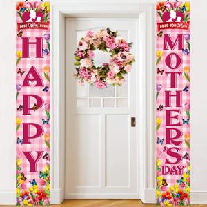 Happy Mothers Day Banner, 71" X 12" Mother's Day Decorations Porch Sign, Mother Day Banner for Outside Inside Door