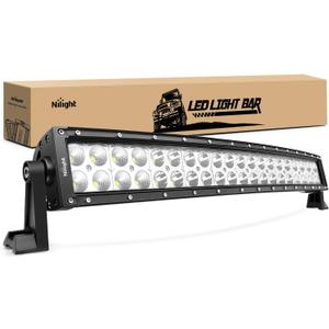 Nilight - 70015C-A LED Light Bar 22Inch 120W Curved Spot Flood Combo LED Driving Lamp Off Road Lights LED Work Light for Trucks Boat Jeep Lamp