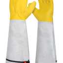 Gardening Gloves for Women/Men, Rose Pruning Thorn-Proof Long Leather Garden Gloves with Adjustable Cuff, Ladies Light Protective Glove for Yard & Outdoor Work (Medium (Pack of 1), Gray)