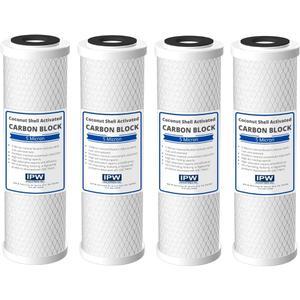 IPW Industries Inc Set of 4 Compatible for Water Filter GE GXWH04F, GXWH20F, GXWH20S & GXRM10 Multi-Pack, Carbon Block Replacement Cartridge