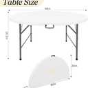 HAISIWLKJ 4FT Round Folding Table White Fold-in-Half with Carrying Handle Portable Plastic Table for Outdoor or Indoor Events,Dining,Wedding, Camping,Party Table