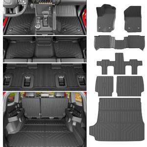 powoq 5 Seats Floor Mat Compatible with 2025 Toyota 4Runner Cargo Mat (No Hybrid EV & i-Force MAX) TPE 2nd Under Seat Liner Trunk Floor Liner Replacement for 2025 Toyota 4Runner Accessories