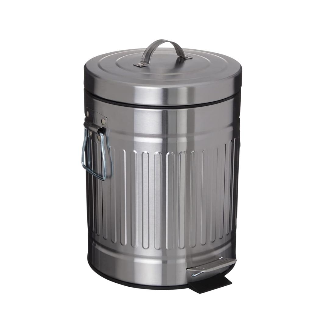 SIMPLEMADE Round Step Trash Can - 5 Liter / 1.3 Gallon - Stainless Steel Bathroom Wastebasket With Lid