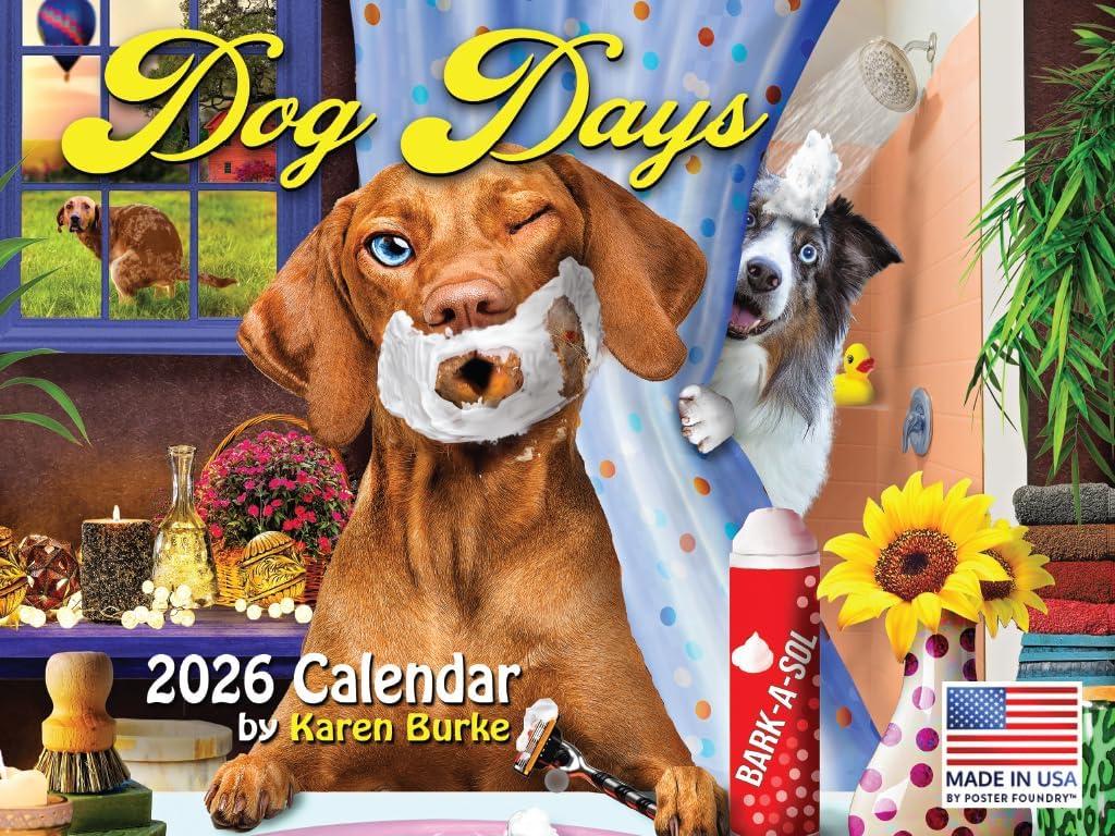 Dog Calendar by Karen Burke 2026 Monthly Wall Calender 12 Month Dogs Gifts | American Made In The USA