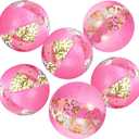 6 Pcs 12 Inch Inflatable Glitter Beach Ball Swimming Pool Party Balls Large Pink Beach Sand Balls Confetti Pools Ball Decorations for Summer Pool Party Supplies