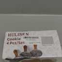 HULISEN Cookie Stamps Set of 4, Metal Cookie Press Mold with Wooden Handle, Decorating Supplies for DIY Baking, Cake, Pastry, Easy to Use, Gift Package