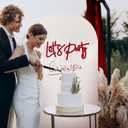 2 x Let's Party Sign for Balloon Arch - Large Felt Letters Reusable for Party Sign, Birthday Party, Graduation, Wedding, Bachelorette, Christmas, Home Bar, Man Cave Wall Decor - Red, 4mm Thick