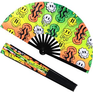 13Inch Large Popping Fans for LINE Dancing Boots Ground Hand Fan Foldable for Women Dances, Music, Festiva,L Gift,Rave,Party