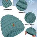 Aneco Winter Warm Knitted Scarf Beanie Hat and Gloves Set Men & Women's Soft Stretch Hat Scarf and Mitten Set (Mint)
