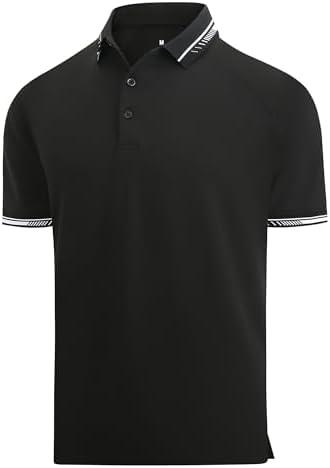 Alex Vando Mens Golf Shirt Moisture Wicking Quick-Dry Short Sleeve Casual Polo Shirts for Men.L