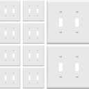 ENERLITES Toggle Switch Wall Plate, 2-Gang 4.88" x 4.92", Mid-Size, UL Listed, 8812M-W-10PCS, White (10 Pack)