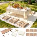 10 Pcs Boho Picnic Set, Extra Large Boho Picnic Set for Camping & Party
91'' x 82'' Large Boho Blanket, Folding Picnic Table for 6–8, Tablecloth, Table Runner, 6 Cushions, for Weddings, Picnics