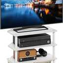 Furinno ECON TV Stand, 4-Tier Corner Petite Entertainment Center, Open Frame TV Console for TV up to 32 Inch, Easy Assembly, for Living Room, Bedroom, White