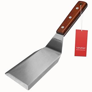Professional Metal Spatula for Cast Iron Skillets and Flat Top Grills, Full Tang Wooden Handle,1.8mm Thick Stainless Steel Blade, Smash Burger Spatula Turner for Flipper, Cooking, BBQ, 4.7 x 2.7 Inch