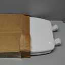 Mayfair Linden Slow Close Toilet Seat, Non Slip Heavy Duty Wood, Easy Install, Elongated, White