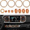 Air Conditioning Knob Cover, Vent Outer Ring for Toyota Tacoma Accessories 2019 2016-2018 Start/Stop Push Trim Ring, AC Climate Control Knob, Volume Button Covers 12Pcs (Orange)