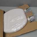 Mayfair Padded Toilet Seat, Cushioned Soft Vinyl over Wood Core Seat, Secure Hinges, Easy Clean, Made in USA, Round, Biscuit
