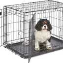 MidWest Homes for Pets 30-Inch iCrate for Medium Breeds, 21-40 lbs, Double Door Folding Dog Crate with Divider Panel, Leak-Proof Tray & Secure Latches, Portable, Durable & Easy to Assemble (Black)