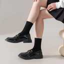 Womens Crew Socks Size 5-9 Cute Casual Athletic Crew Neutral Long Fall Cotton Socks for Women 6 Pack (Black)