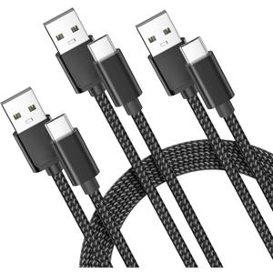 Basesailor USB Type C Charger Cable 3-Pack 3.3/ 6.6/ 10FT, Car Charging Cord for iPhone 15 Pro Max, Samsung Galaxy Tab S9 A10E A21 A51 A52 A53 A54 A70 A72 A73 A42 A34 A33 A14 A12 A22, S23 S20 S21 S22 Plus