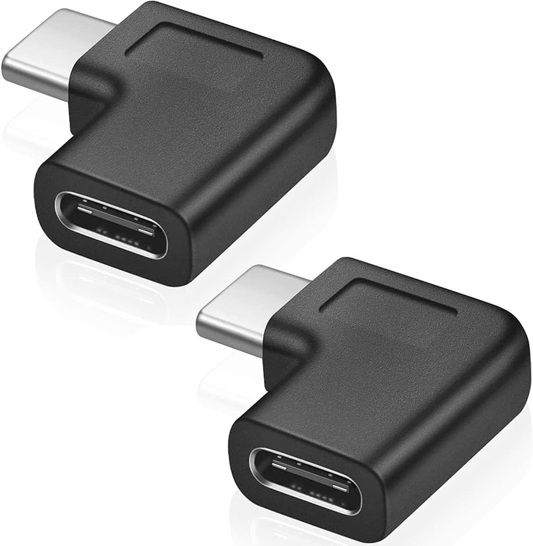 USB C Right Angle Adapter,90 Degree USB C to USB Type-C Male to Female Adapter Convertor Extension, for Laptop & Tablet & Mobile Phone (2 Pack).