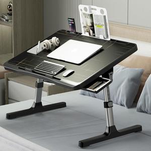 SIDIANBAN Laptop Desk for Bed, Adjustable Bed Table with USB Charge Port, Foldable Laptop Table with Storage Drawer, Portable Laptop Bed Desk Tray for Eating Working Writing Reading (Black)