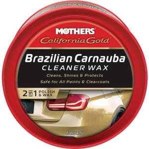 Mothers California Gold Brazilian Carnauba Cleaner Wax, 12 oz. Paste  Cleans & Waxes in One Step, Removes Oxidation & Swirls, Premium Carnauba Shine & Protection for All Paint Finishes (05500)