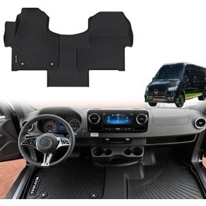 Floor Mats Fits 2019-2025 2026 Mercedes Benz Sprinter 1500/2500/3500/4500（Only Fit Cargo Van/Cab Chassis） TPE All Weather Protection Car Front Row Mats, Black mat Accessories for Sprinter
