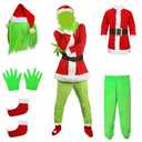 ZZXIAOJIE Green Costume Adult Set Green Christmas Mask Gloves Shoe Cover Top Pants for Halloween Cosplay XXL