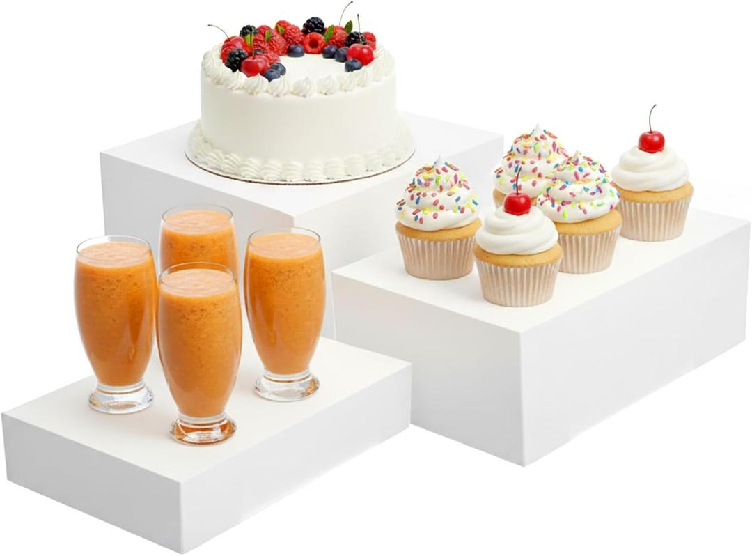 3 Pcs Buffet Risers Extra Large 121110 White Food Risers For Buffet Table Display Stand Acrylic Cube Boxes With Hollow Bottoms Dessert Table Display Set Collectibles Jewelry