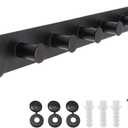 Coat Rack Wall Mounted, White Coat Hooks Screw in, Stainless Steel Door Hooks for Hanging Hat Towels Clothes, Hook Rail with 8 Round Hangers (Black, 8 Hooks)