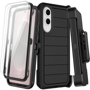 for Samsung Galaxy S25 Edge Case with Belt Clip Holster & Kickstand,2X Screen Protector,Heavy Duty Shockproof Drop Protection Military Grade Full Body Rugged Phone Cover (Black)