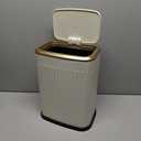 TIPGO Bathroom Trash Can with Lid, 2.1 Gallon / 8 Liter Small Garbage Can, Press Top Bin, Stainless Steel Wastebasket with Pop-Up Lid for Bedroom, Living Room, Office (Black)