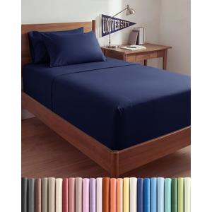 Extra Deep Twin XL Sheet Set - 4 Piece Breathable and Cooling Sheets - Hotel Luxury Bedding for Women, Men, Kids & Teens - Easy & Secure Fit - Soft and Wrinkle Free - Extra Deep Pockets - Navy Blue