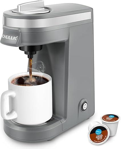 CHULUX Mini Coffee Maker for K Capsule, Single Serve Coffee Maker for One Cup Americano, Lightweight Pod Coffee Machine, Gray