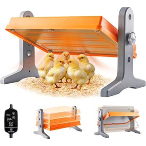 Chick Brooder Heater Plate 12" x 8" Adjustable Height & Temperature Poultry Warmer for Up to 10 Chicks, Brooder Heating Plate for Chicks and Ducklings, Orange