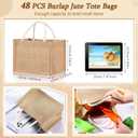 Cunno 48 Pcs Burlap Tote Bag with Handles Mini Gift Bags Blank Small DIY Bridesmaid Water Resistant Reusable Grocery Burlap Bags for Shopping Wedding Party Beach